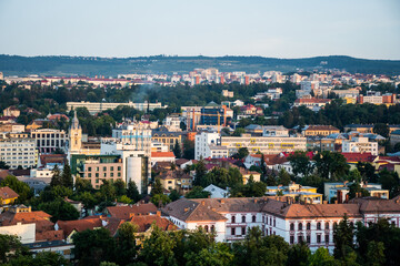 Fototapeta na wymiar Aerial view over the city. University of Medicine and Pharmacy and Babes Bolyai University.