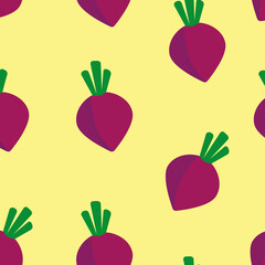 Seamless pattern with beets. Vegetable vector pattern with texture. Ready for print simple pattern