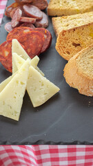 cheese, chorizo and salami sausage sausage with bread