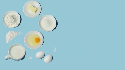 Baking ingredients flatlay with copy space