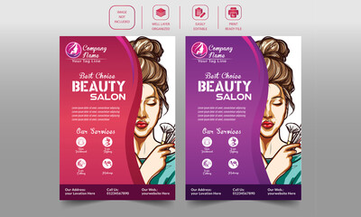 Beauty Salon Flyer Design Set