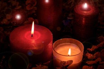 candle burn red black background light flame a lot