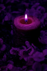 candle burn black background light one violet purple blue
