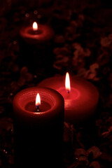 candle burn red black background light flame a lot