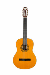 Fototapeta na wymiar wooden acoustic guitar isolated over white background