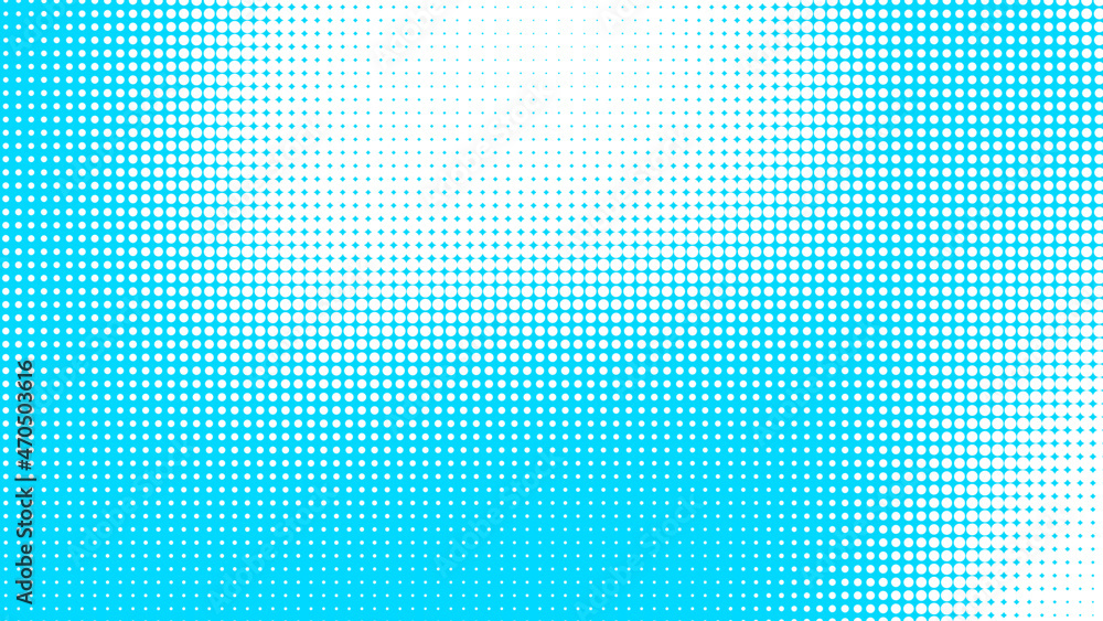 Poster dots halftone white blue color pattern gradient texture with technology digital background. dots pop