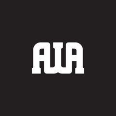 Initial Letter A and W Monogram Logo. White AWA Typography isolated on Black Background. Design Vector Illustration - obrazy, fototapety, plakaty
