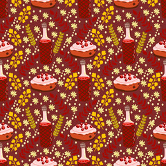 Thanksgiving day seamless pattern. Festive autumn background for textile or book covers, manufacturing, wallpapers, print, gift wrap and scrapbooking.