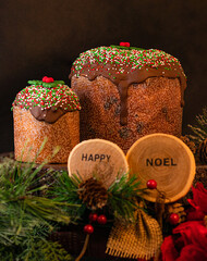 christmas panettone and decorations