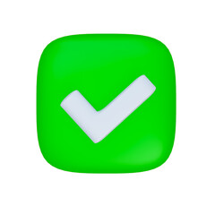 Like or correct symbol icon isolated white background ,Check mark icon isolated 3D render design, Correct, 3D illustration.