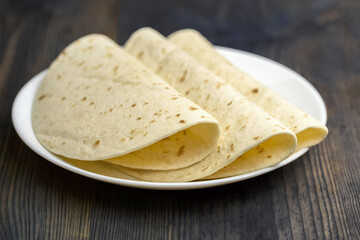 tortilla on white plate