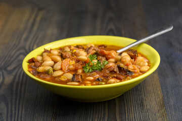 Mexican style beans served with tortilla