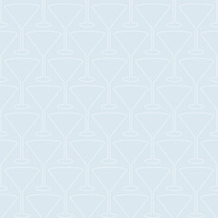 Wine glasses seamless pattern. Line art vector illustration. Simple abstract design for print, decor, wallpaper, fabric, textile, wrapping paper, menu, bar,restaurant, cafe