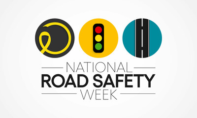 National Road safety week is observed every year in January and in May, It aims at making the roads and streets safer. Vector illustration