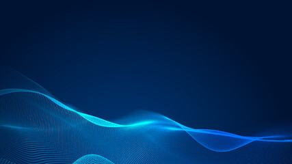 Abstract dot white blue wave gradient texture technology background.