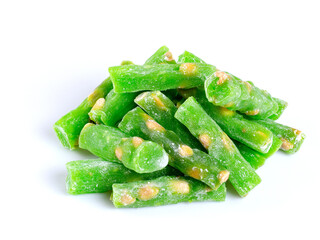 Green Turkish delight on white background