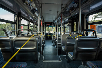 Empty Shuttle Bus During Social Distancing