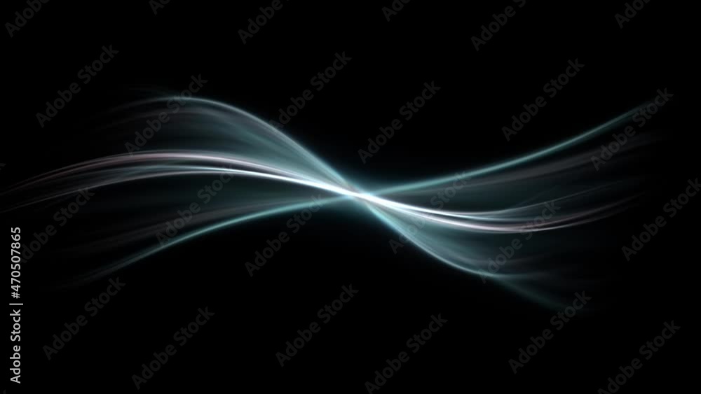 Poster abstract glow soft blue red coloured curves seamless loop motion on black background.