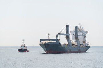 Fototapeta premium Cargo ships at sea at sunny day