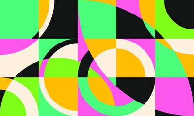 Obraz premium Vintage retro bauhaus design vector seamless pattern. Geometric shape ornament. Modern stylish texture.