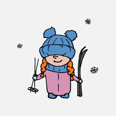сделать зимChildren dressed in hats, gloves, winter jackets. Children in winter. Vector illustrationа