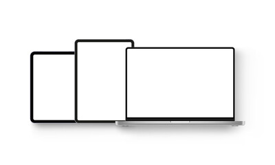 Modern Devices, Laptop and Tablets with Blank Screens, Mockup to Showcase WebSite Design. Vector Illustration