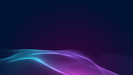 Abstract dot blue purple wave gradient texture technology background.