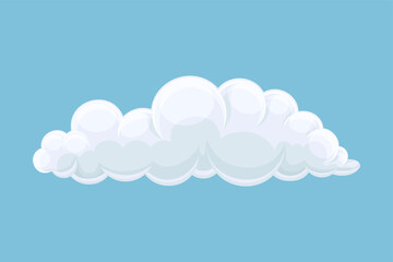 Blue sky with white fluffy cloud, meteorology design element cartoon vector illustration