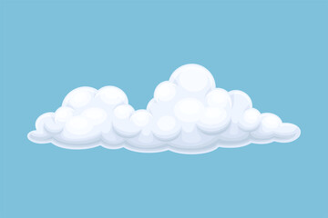 Blue sky with white fluffy cloud. Storage solution, database, networking, meteorology element vector illustration