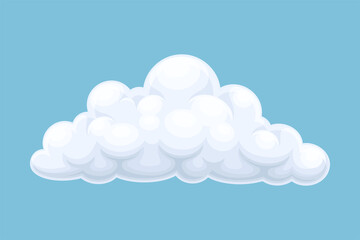 Blue sky with fluffy cloud. Storage solution, database, networking, meteorology element vector illustration