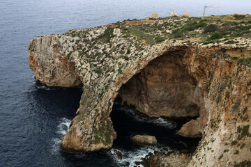 The Blue Grotto - sea caverns, in island of Malta