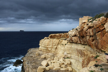 Storm coming in Malta island, close to Sciuta Tower or Wied iż-Żurrieq Tower