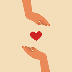 Heart in hands love vector illustration