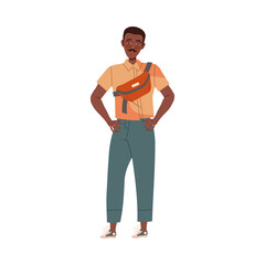 Young African American man in casual clothes cartoon vector illustration
