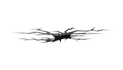 Cracked wall or ground destruction effect with hole vector illustration