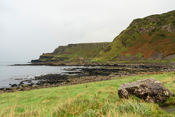 North Atlantic Ocean and a landscape of dramatic cliffs, the Giant's Causeway, Northern Ireland's...