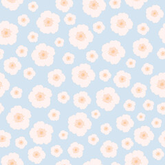 Sakura flower seamless pattern. Cute little flowers vector illustration. Japan spring holidays. Print for fabric, paper, stationery, card, textile