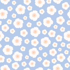 Sakura flower seamless pattern. Cute little flowers vector illustration. Japan spring holidays. Print for fabric, paper, stationery, card, textile