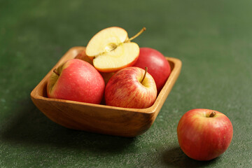 a bowl with red apples close-up