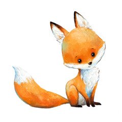 little fox hand drawn illustration