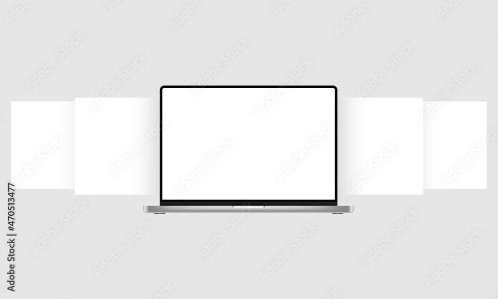 Poster laptop mockup with blank web pages. concept for showing screenshots of web-sites. vector illustratio