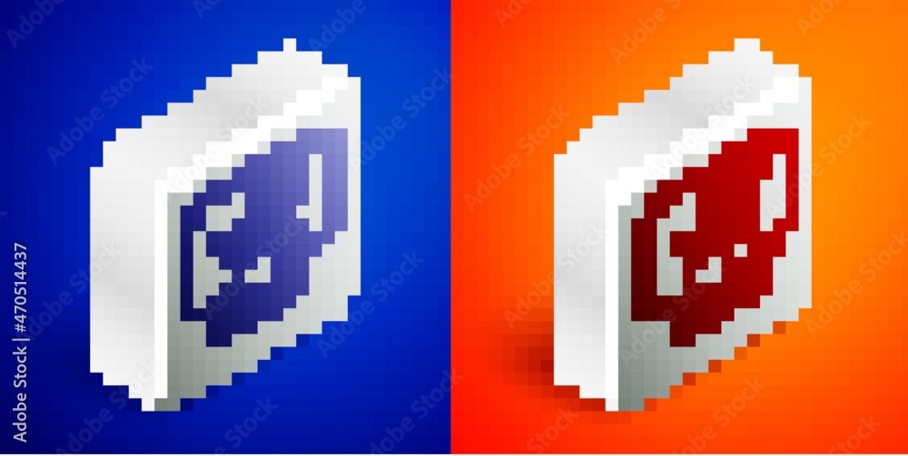 Aufkleber isometric line square root of x glyph icon isolated on blue and orange background. mathematical expr
