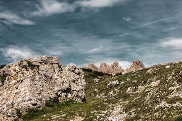 Rocks in the Dolomites mountains, Italy.