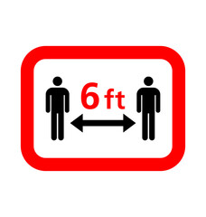 covid maintain distance 6 feet sign