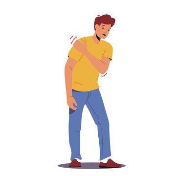 recommend clip art: Health Problem, Disease Symptoms and Unhealthy Body Sickness Concept. Male Character Feeling Strong Pain in Shoulder
