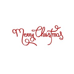 Fototapeta na wymiar Merry christmas hand lettering calligraphy isolated on white background. Vector holiday illustration element. Merry Christmas script calligraphy