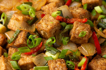 Crispy salt and pepper Tofu. Vegan, vegetarian healthy food