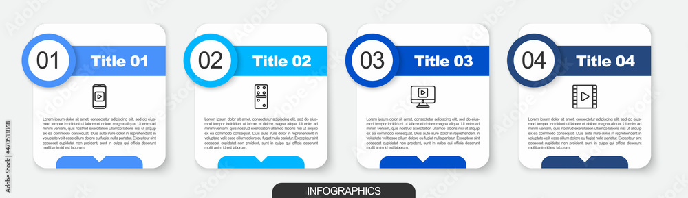 Canvas Prints set line online play video, domino, and play video. business infographic template. vector