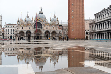 The St. Mark's Square in Venice during Bad Weather and High Tide