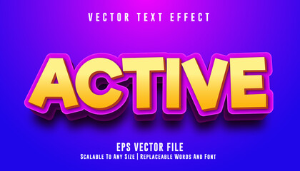 Editable text effect active cartoon style